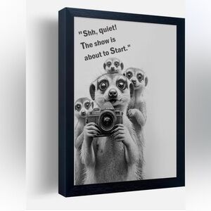 NWT Frame Bathroom Wall Art Black and White Canvas Wall Art “11x14” Meerkat